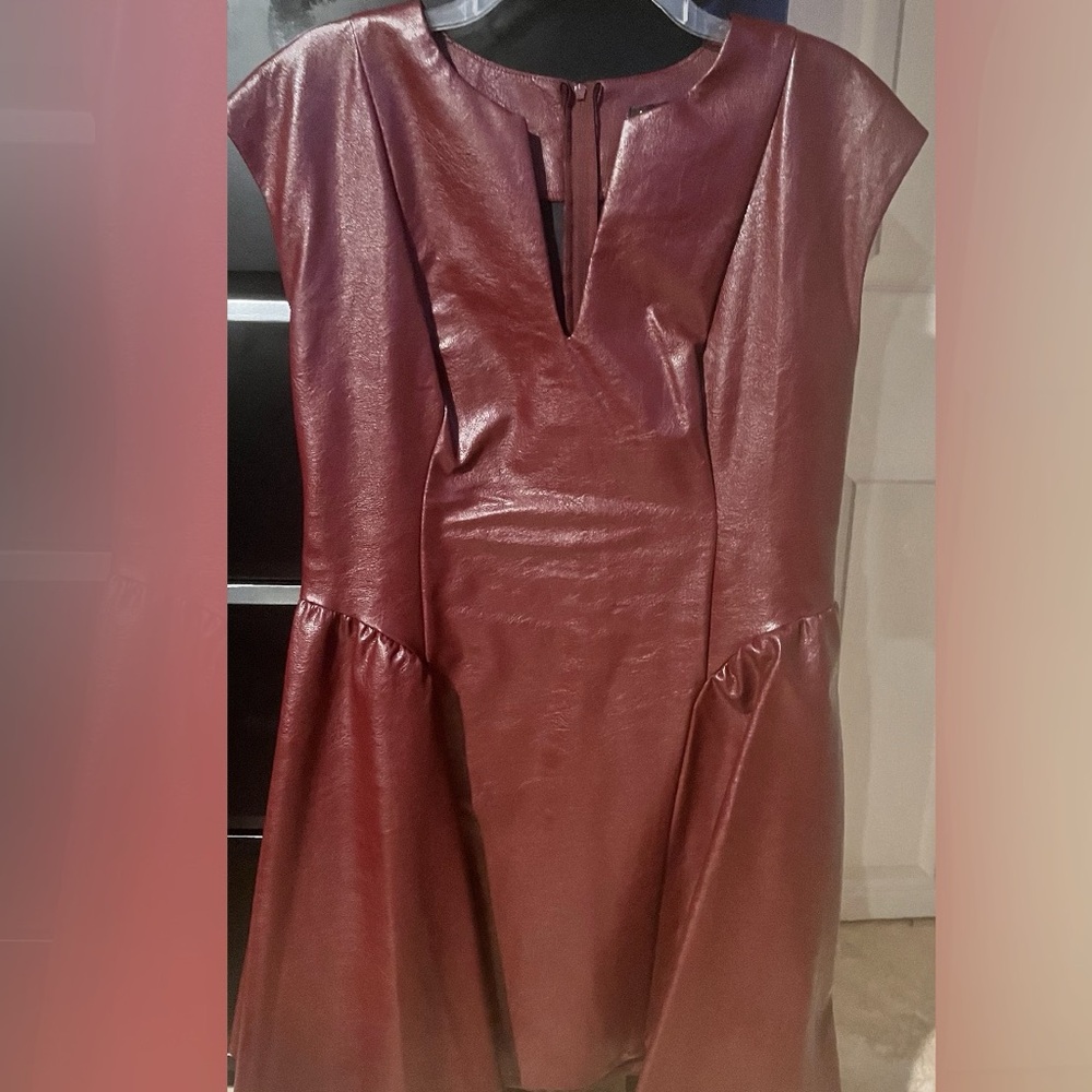 Faux leather skater style mini dress